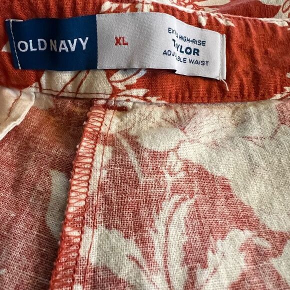 Old Navy Short Top Set Linen Blend Floral High Rise Pockets Top XL Short XXL - Picture 9 of 12